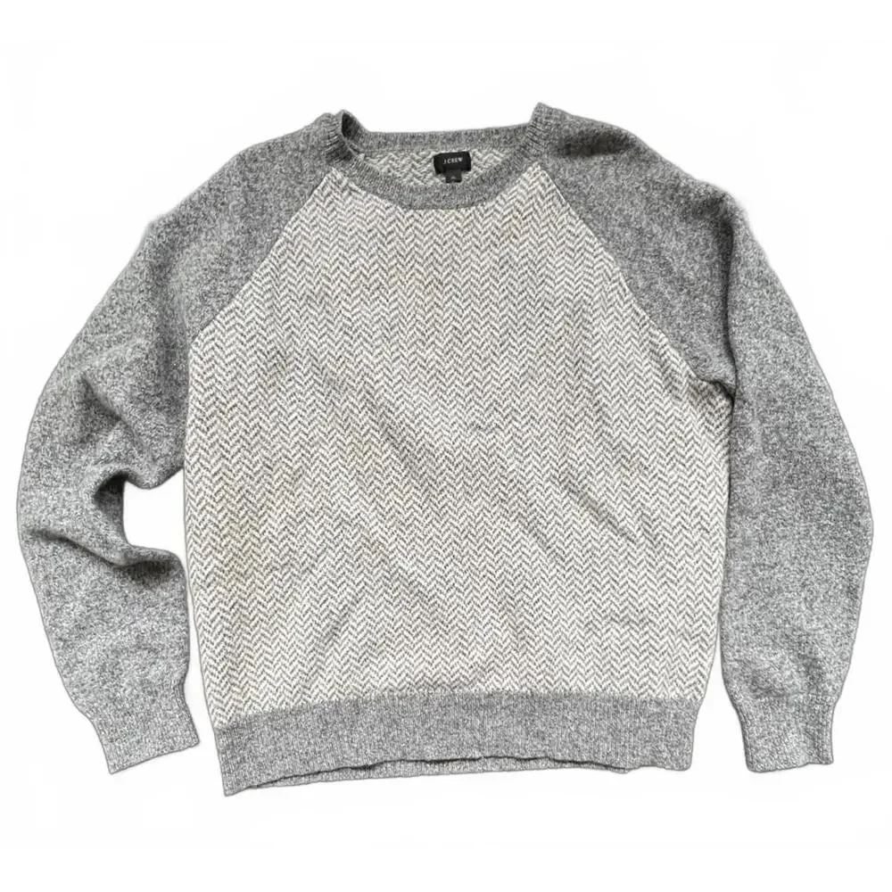 J.Crew Women's XL 100% Wool Gray and‎ Cream Sweater - XL